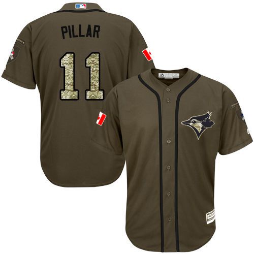 Blue Jays #11 Kevin Pillar Green Salute to Service Stitched MLB Jersey - Click Image to Close